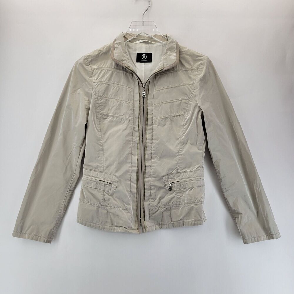 Bogner Lightweight Jacket Womens Small 4 Neutrals Beige Fitted‎ Preppy Flawed